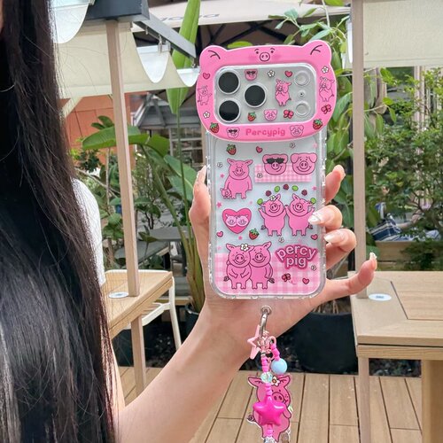 韩风INS可爱粉色小猪猫挂件适用iphone17promax苹果15iPhone手机壳iphone16pro少女心14硬底软边防摔保护套