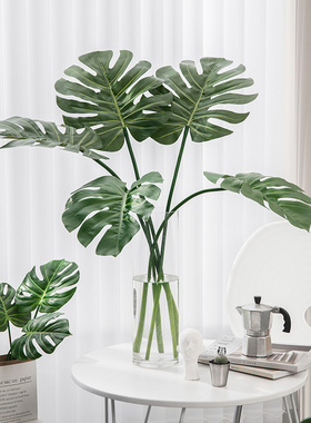 北欧绿植仿真龟背竹叶假花装饰盆栽假盆景植物客厅办公室桌面摆件