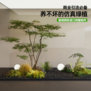 仿真绿植绿枫树造景植物室内装饰高级楼梯下枫叶假树鸡爪槭造景观