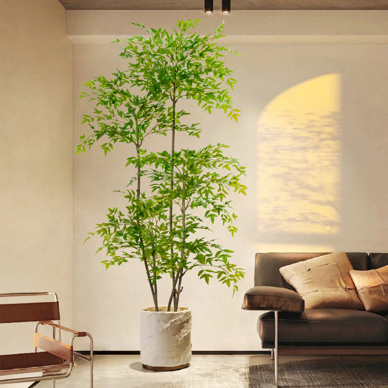 仿真植物南天竹落地盆栽室内大型仿生绿植摆件客厅轻奢装饰花假树-封面