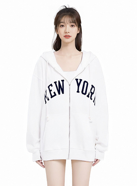 BM卫衣女春秋2025新款NEW YORK纽约慵懒oversize外套美式bm卫衣女