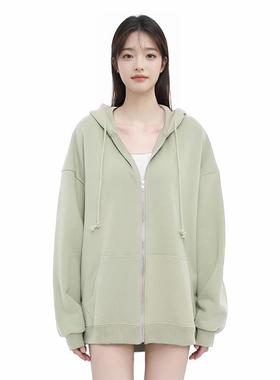 bm卫衣女2025新款美式上衣宽松慵懒风美式高街连帽卫衣外套女春秋