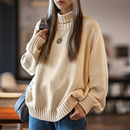 马登美式白色高领保暖毛衣复古加厚内搭慵懒打底针织卫衣秋冬女