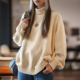 马登美式 女 白色高领保暖毛衣复古加厚内搭慵懒打底针织卫衣春季