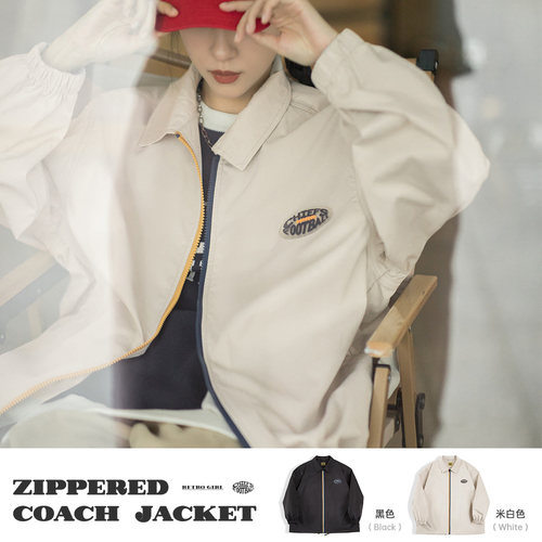 马登女装美式复古教练夹克外套