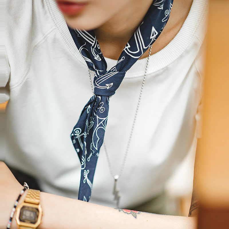 马登 复古Bandana方巾扣饰品阿美咔叽文艺腰果领巾街头头巾男女