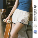 马登复古刺绣运动休闲辣妹外穿显瘦A字直筒短卫裤三分热裤女士夏