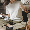 马登美高冰丝凉感修身透气圆领短袖纯色通勤内搭白T恤上衣女士夏