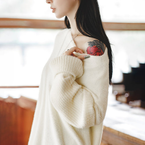 奶fufu软糯仿貂绒毛衣马登女装