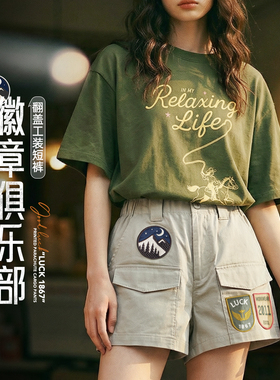 马登美式复古四分A字版直筒显瘦可外穿休闲工装短裤女士热裤夏季