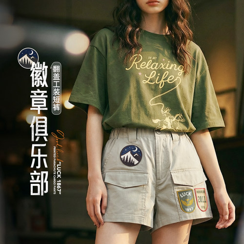 马登美式复古四分A字版直筒显瘦可外穿休闲工装短裤女士热裤夏季
