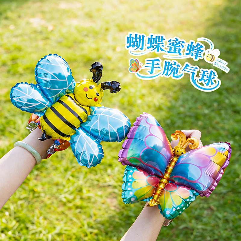 3D立体卡通手腕气球铝膜开学季幼儿园儿童活动拍照道具摆地摊礼品