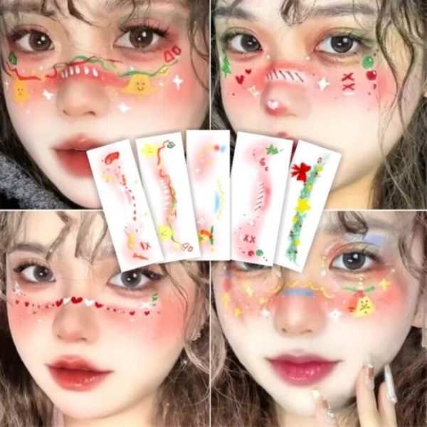 【最美圣诞纹贴纸妆容增添异彩】