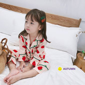 夏季 套装 春秋女童儿童宝宝纯棉睡衣空调服女孩薄款 棉绸家居服长袖