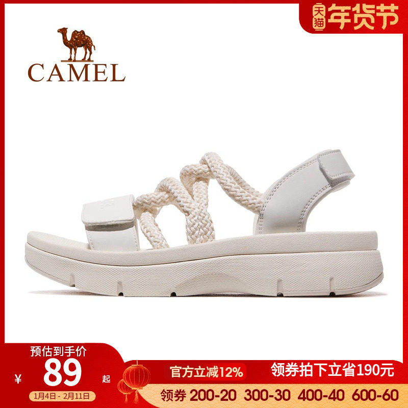骆驼运动鞋女款凉鞋2025夏季新款女鞋沙滩鞋女防滑软底魔术贴鞋子,女鞋,沙滩鞋,淘宝优惠券,粉丝福利购,淘宝优惠卷