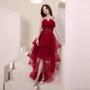 9A敬酒服新娘2026新款红色婚纱赫本风红裙订婚连衣裙结婚小晚礼服