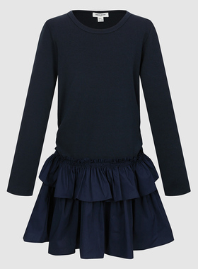 UR国内代购2025秋季女童浪漫甜美拼接荷叶边长袖连衣裙UGH750011