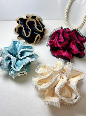Achen/丝绒锦簇 原创自制双层丝绒蕾丝发圈法式女发饰发绳头绳