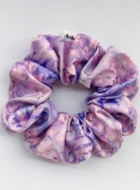 Achen/薰衣草 梵高油画大肠发圈气质手作发圈 紫缎面发饰发绳原创