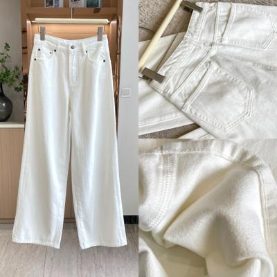 LP元单~白色牛仔阔腿裤直筒裤