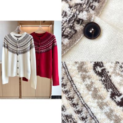 LP山羊绒费尔岛提花插肩针织衫