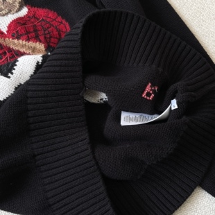 圆领毛衣 滑板小熊男女同款 00808 刺绣小熊针织衫