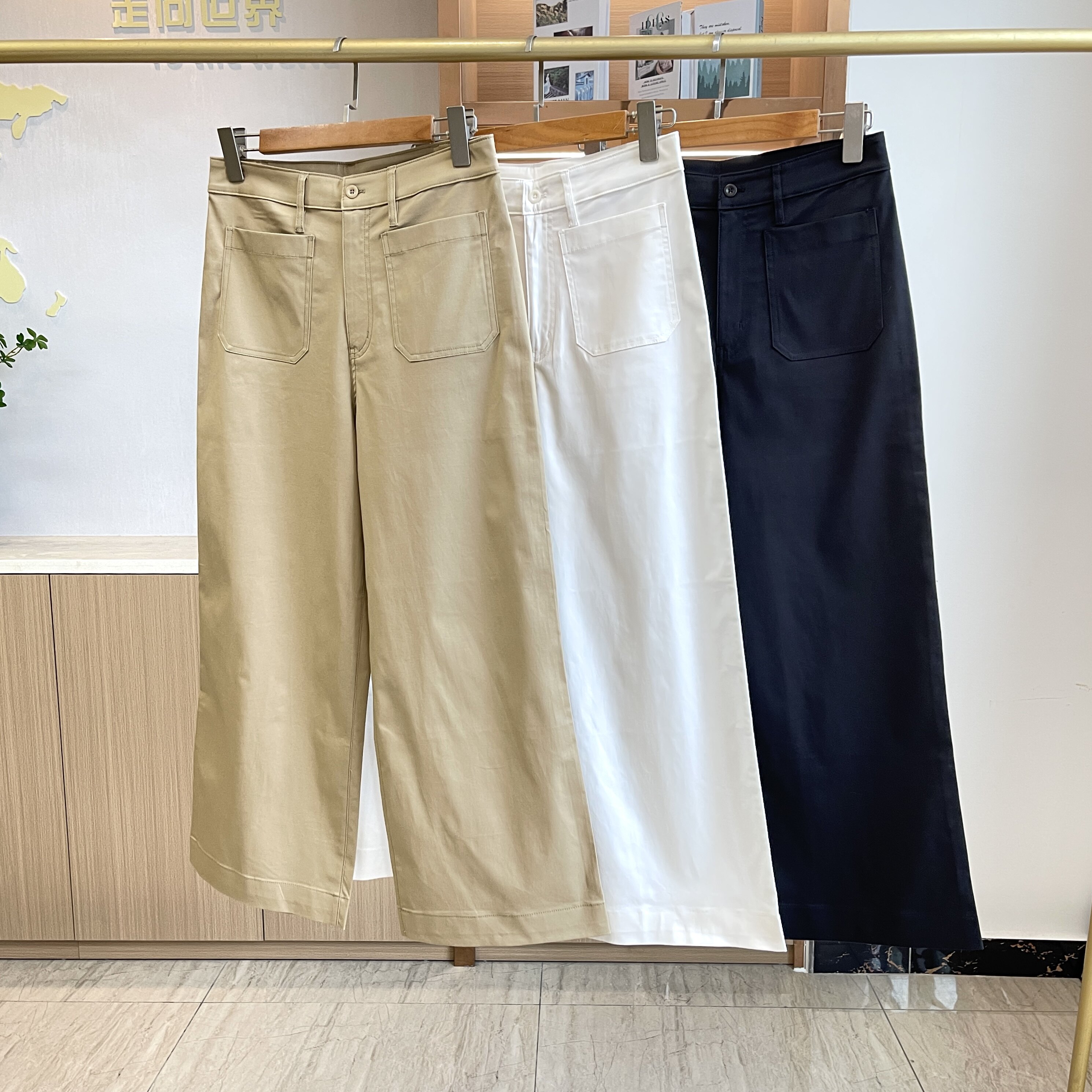 R系列老钱风九分休闲裤高腰