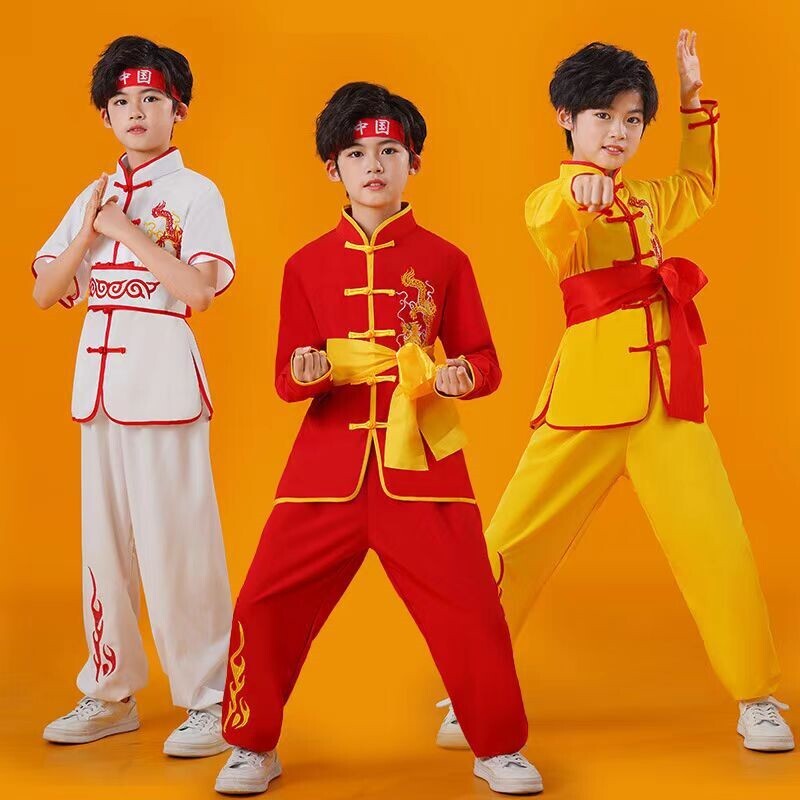 儿童武术练功服长短袖学校训练服装演出咏春舞龙舞蹈开幕式中国风