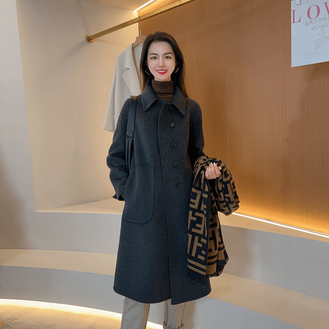 秋冬新款2025中年妈妈中长款外套女加厚内里保暖时尚气质毛呢大衣