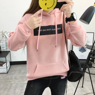 2025新款春秋季新款原宿风bf卫衣女装纯色学生宽松薄款连帽外套潮
