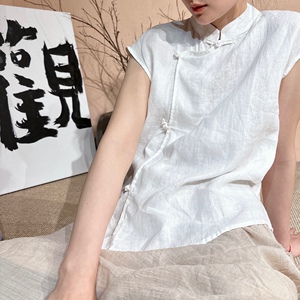文艺纯色百搭背心气质茶服