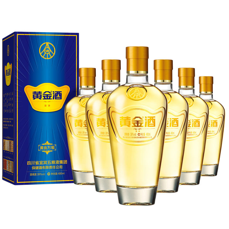 黄金酒万福酒 39度普装白酒 原厂酿造 酒香浓郁 480ml/240ml*6
