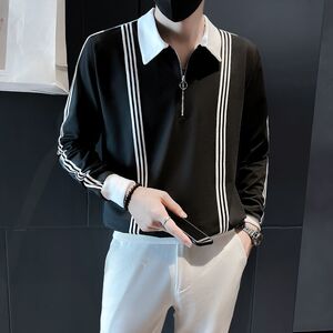 翻领卫衣男士春季休闲Polo衫长袖T恤潮流百搭有领上衣假两件外套