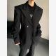 外套男秋季 雅痞小众设计款 高定收腰垫肩西装 DK黑色高级感休闲西服