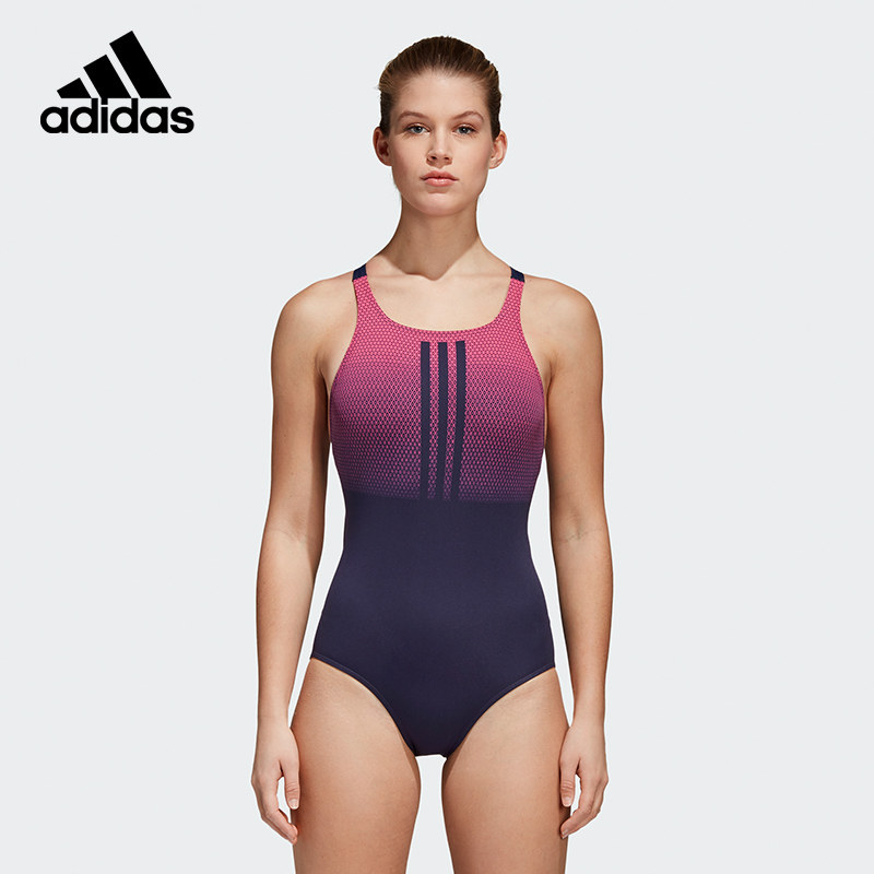 adidas阿迪达斯保守显瘦遮肚专业运动训练竞赛竞技连体游泳衣女
