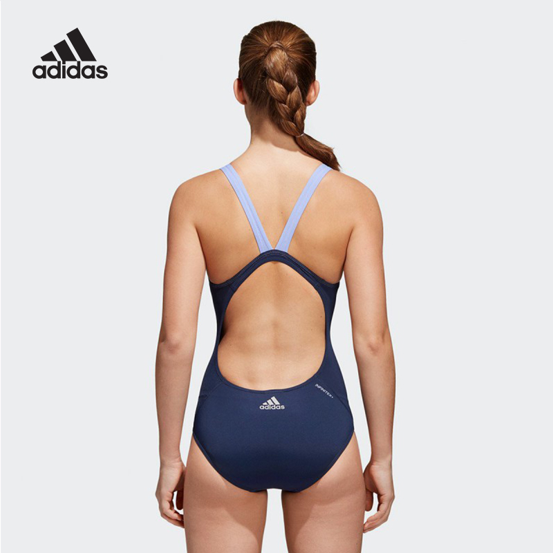adidas阿迪达斯泳衣女连体三角训练大码保守显瘦遮肚专业竞技泳衣