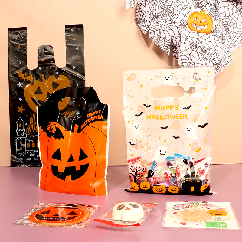 万圣节南瓜手拎袋 派对礼品袋 Halloween 幽灵城堡手提包装糖果盒