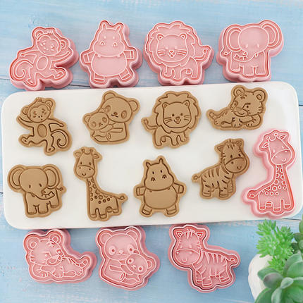 卡通动物饼干模具切模套装3D塑料立体DIY糖霜曲奇翻糖烘焙工具