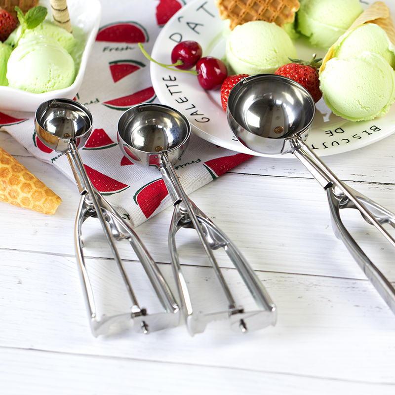 不锈钢冰淇淋勺挖球器4/5/6cm雪糕冰激凌勺商用挖球勺自融打球器