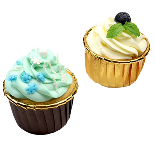 金色银色耐高温蛋糕卷边杯 双面铝箔烤箱用cupcake马芬麦芬纸托杯