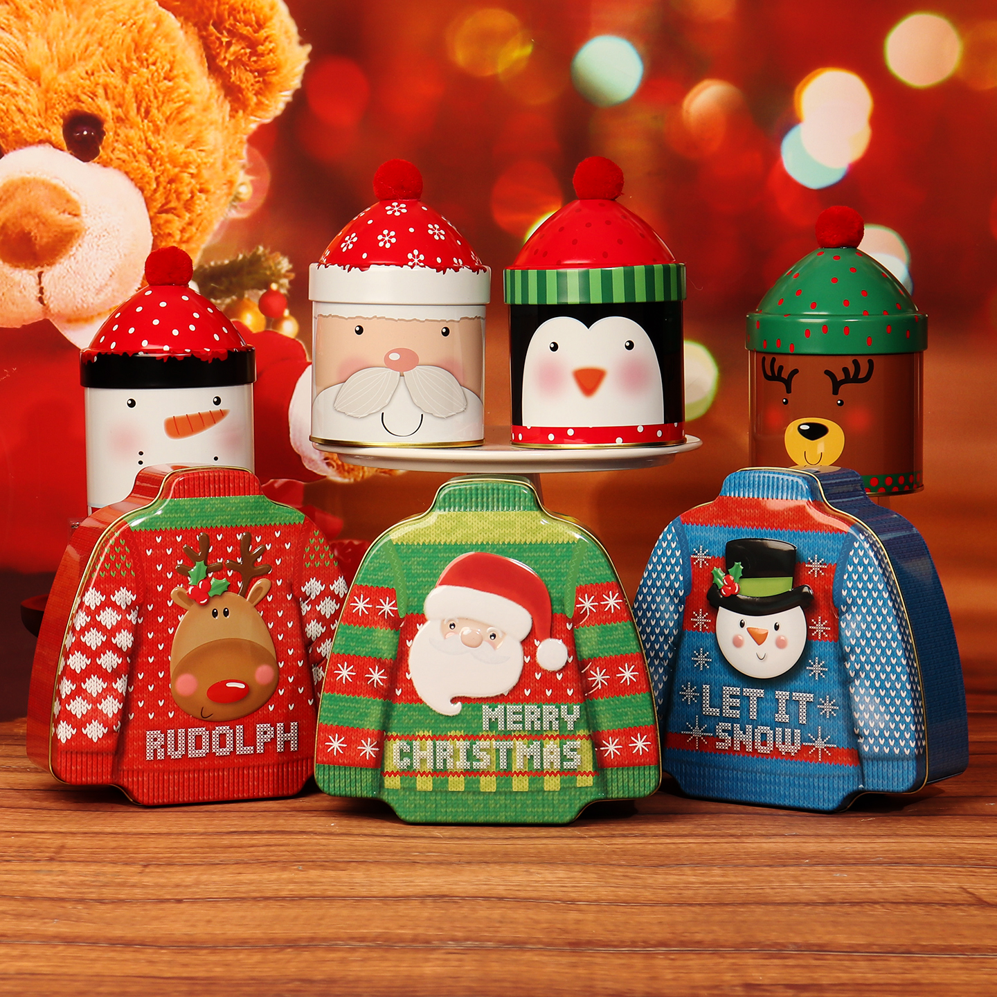 圣诞马口铁盒糖果铁罐创意食品礼品巧克力包装新年节日礼物异形盒