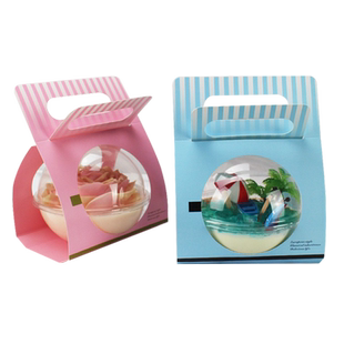 网红手提慕斯球新年福蛋糕包装椰子碗波奇饭沙拉透明空心圆打包盒