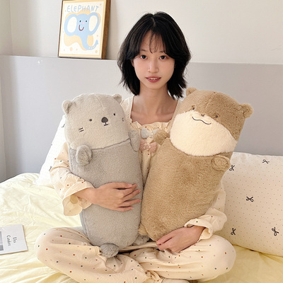 海獭长条抱枕可爱水獭靠枕玩偶