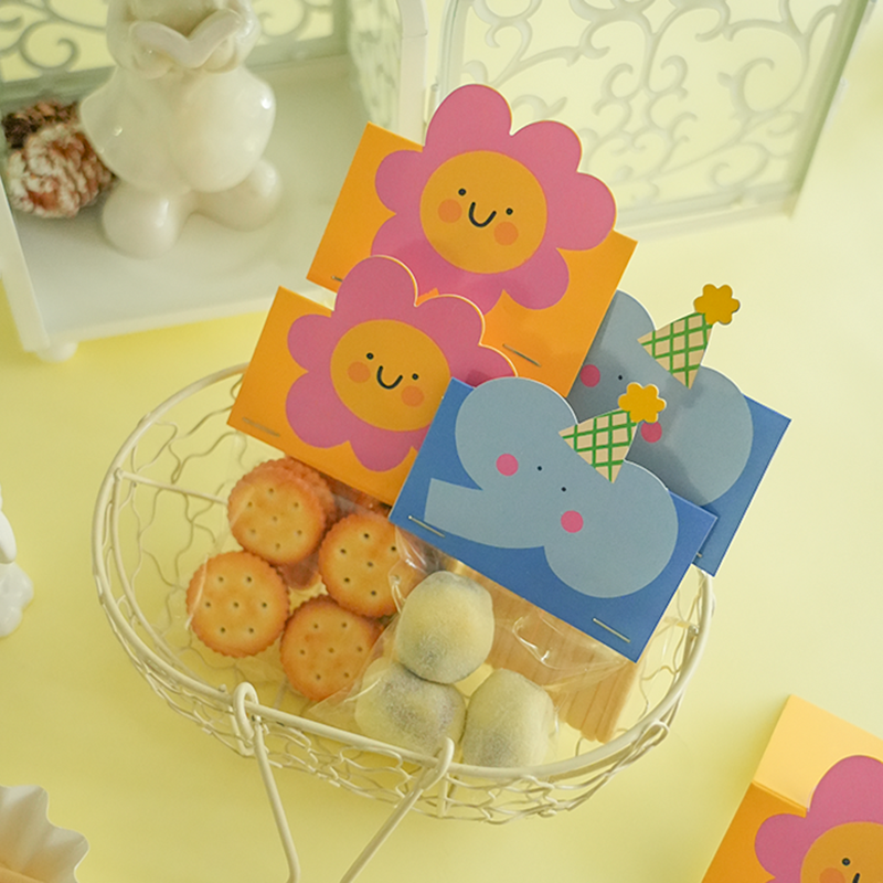 可爱卡通曲奇饼干包装袋卡通卡头页眉糖果雪花酥零食烘焙透明袋