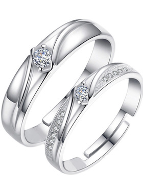 饰品批发日韩版情侣戒指女开口对戒男士指环一对个性镶钻锆石戒子
