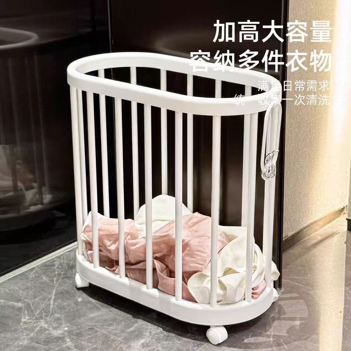 家用脏衣篮防水浴室瑜伽垫健身器材收纳筐窄缝脏衣篓带轮子fn