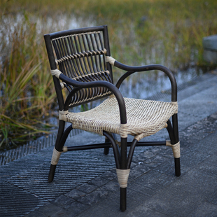 侘寂凤青藤梳背椅官帽椅中式 古典复古茶室阳台休闲主客人椅单人