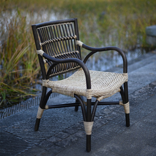 侘寂凤青藤梳背椅官帽椅中式古典复古茶室阳台休闲主客人椅单人