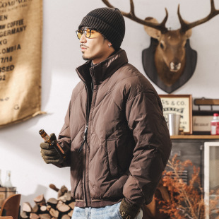 加大码美式复古假两件羽绒服男冬季90%纯面包服御寒保暖200斤外套