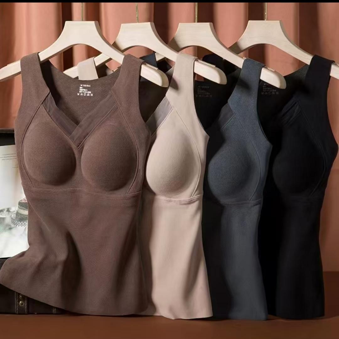8803保暖发热背心V领背心文胸一体杯内衣